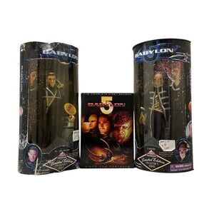 BABYLON 5 John Sheridan & Londo Action Figures W/ Season 1 DVD Box Set VTG 1997